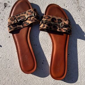 Aldo Brown Leopard Print Sandals
